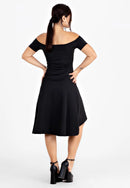 Vestido Feminino Midi Ombro a Ombro Godê Preto | VRP304