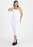 Vestido Midi Tubinho com Fenda e Manga Única Branco | NR22