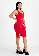 Vestido Tubinho Social Curto com Alcinha Vermelho